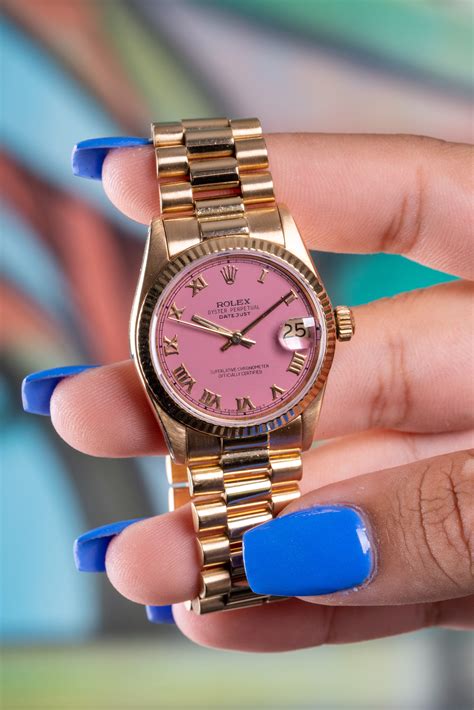 pink rolex dial|rolex with pink face.